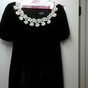 Black velvet knee length dress