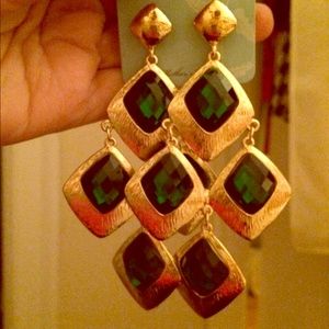 Green Gold Chandelier earrings