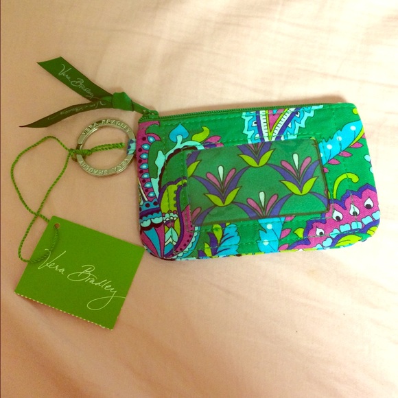 Vera Bradley Zip ID Case in Emerald Paisley