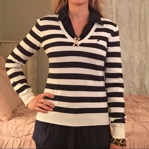 Sold as Bundle:Ralph Lauren Striped Vneck Sweater - Picture 2 of 4