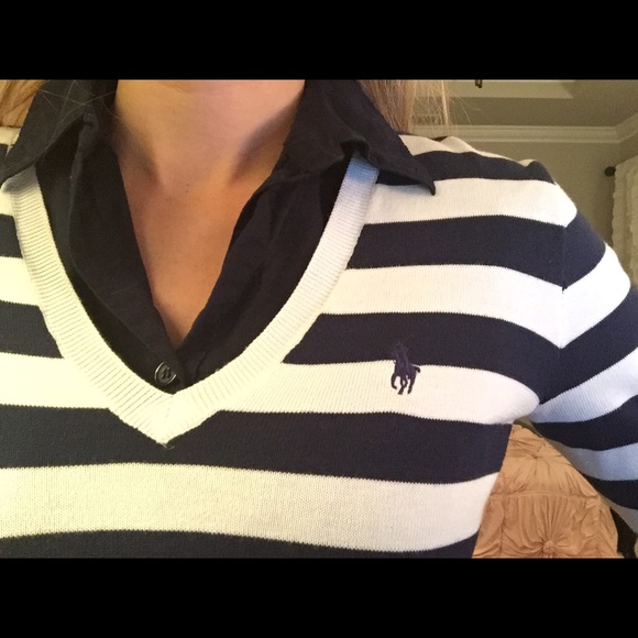 Sold as Bundle:Ralph Lauren Striped Vneck Sweater - Picture 3 of 4