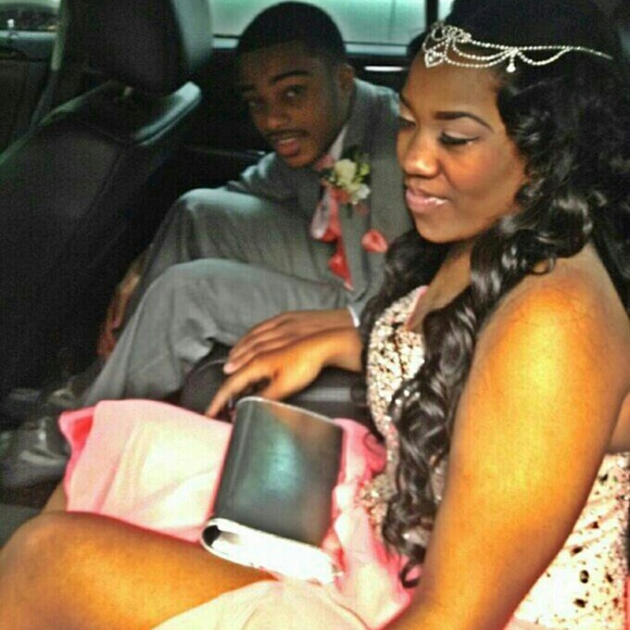 Coral colored prom dress