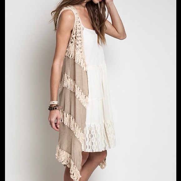 SOLD OUT Last one!!!! Beautiful Mocha boho vest - Picture 2 of 3