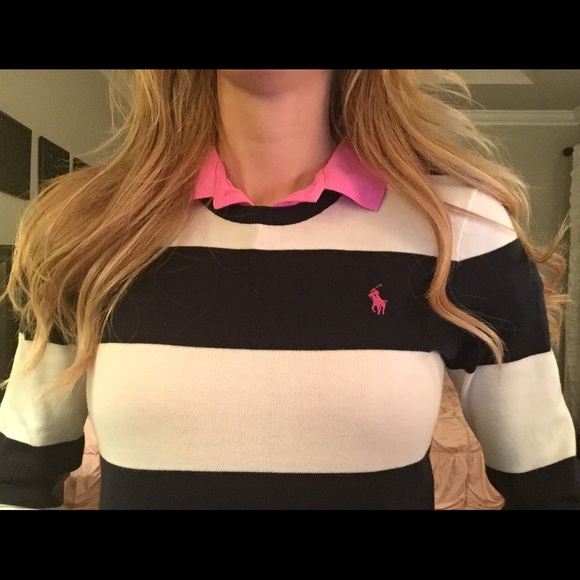 Sold as Bundle: Ralph Lauren Navy Striped Sweater - Picture 3 of 4