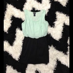 Mint green and black bodycon dress
