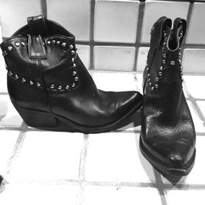 Studded ankle cowgirl boots