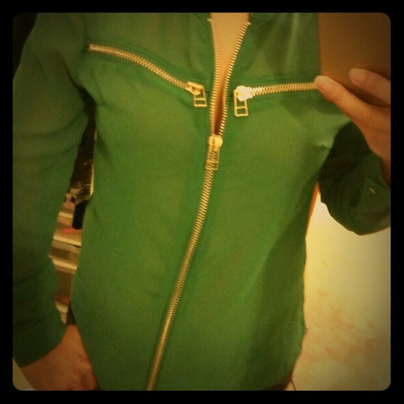 Sheer emerald green blouse
