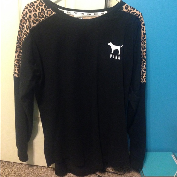❌SOLD❌Victoria Secret Black Leopard Varsity Crew - Picture 2 of 2