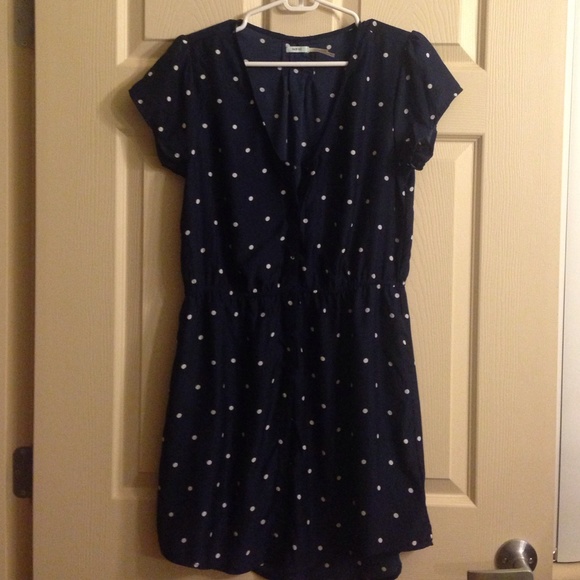 Kimchi Blue Navy Polka Dot Button Down Dress