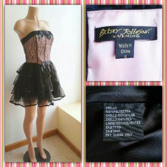 BETSY JOHNSON PINK/BLCK LACE DRESS - Picture 4 of 4