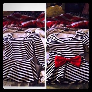 Stripped peplum with bow on back
