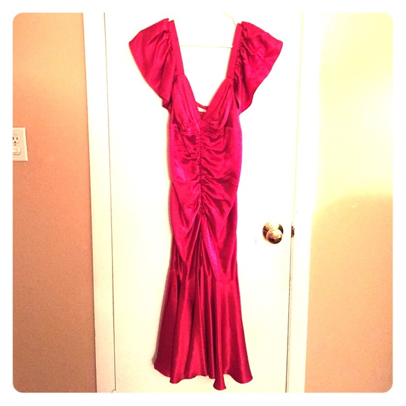 Betsey Johnson Crimson Red Satin Mermaid Dress