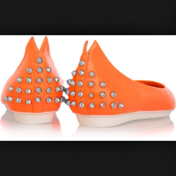 MCQ Alexander McQueen Studded Neon Leather Flats - Picture 3 of 4