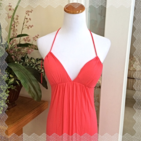 💢Sold💢🎉HP🎉Long coral maxi dress with padded - Picture 2 of 4