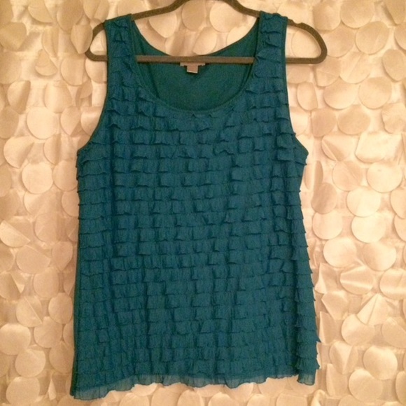 LOFT teal ruffle tank