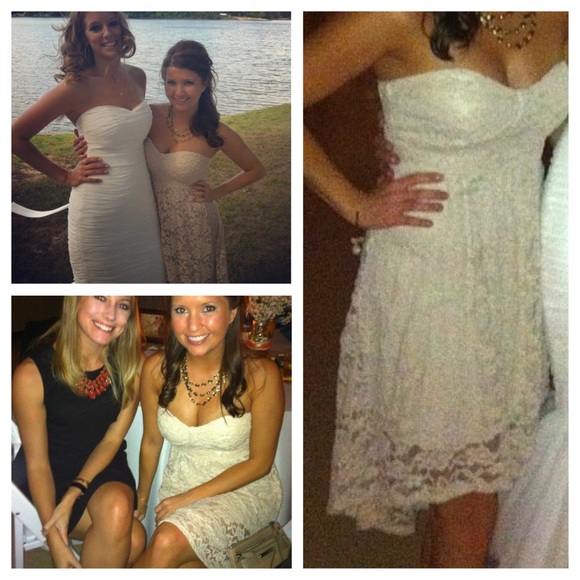 Boutique Dresses & Skirts - *SOLD in bundle- Nude colored lace hi-low dress