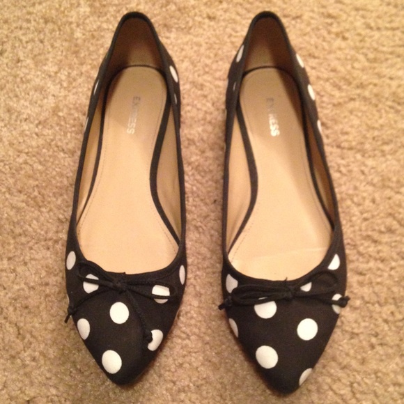 Express Black with White Poka Dots Flats
