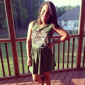 Green Tiger Studded Dress