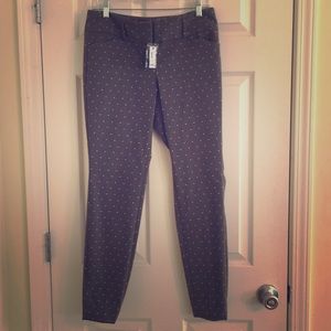 Gray and white polka dot dress pants