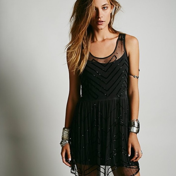 Free People Dresses & Skirts - Free People Embellished Slip in Charcoal