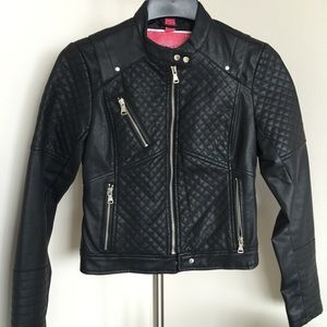 Black motorcycle faux leather jacket