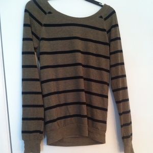 Green and black striped sweater
