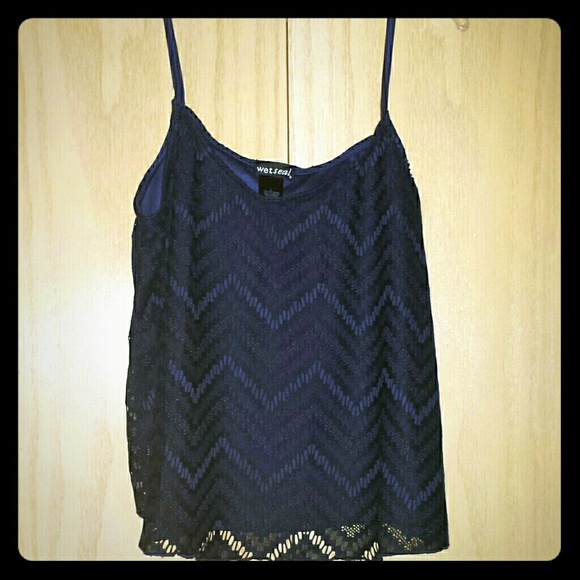 Navy blue crochet tank top