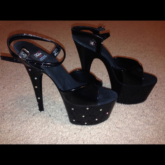 Platform rhinestone shoes.