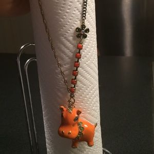 Betsy Johnson Orange Hippo Necklace