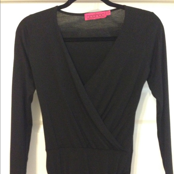 Body suit with draped front.