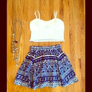 Blue Print Skater Skirt