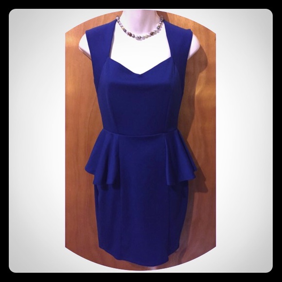 Royal blue classy peplum dress