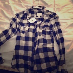 Forever 21 black & white plaid button down
