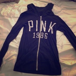 VS pink black zip up hoodie. Very light material