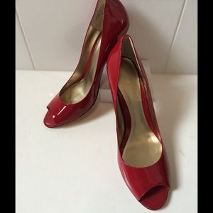 NINE WEST Red Peep Toe Pumps