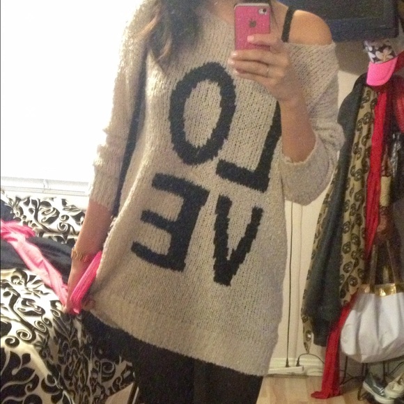 Cream Oversized "LOVE" Sweater