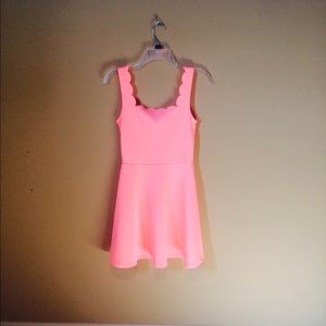 Coral Scalloped Neck Dress