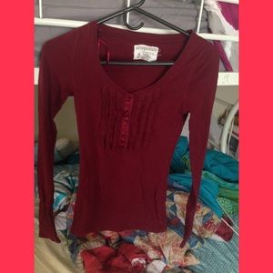 Ruffled Front Aeropostale Long Sleeve Shirt