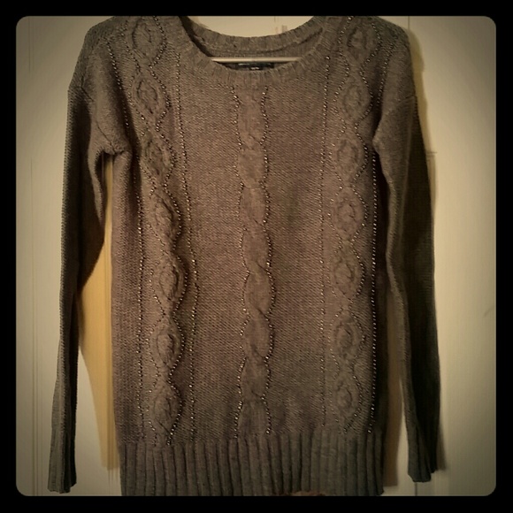 New American Eagle Cable beaded sweater