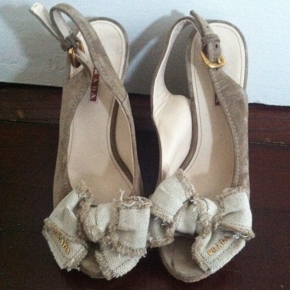 Prada beige wedges
