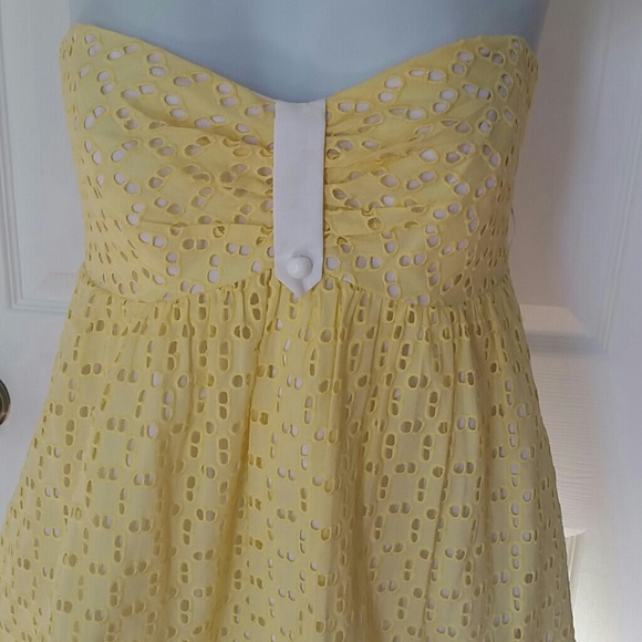 Adorable eyelet lace yellow sundress. - Picture 2 of 3
