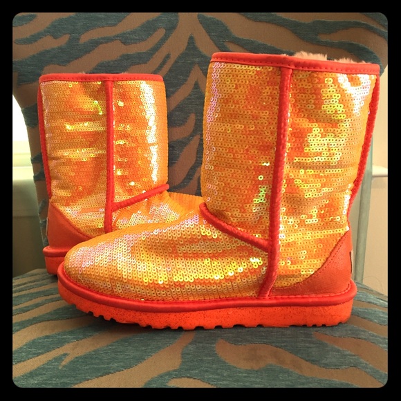 UGG Shoes - Unique bright orange sequin UGGS!!😍