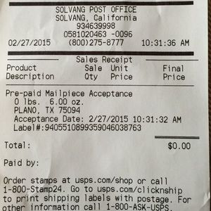 Shipping confirmation