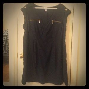 Black rayon dress with zipper detail
