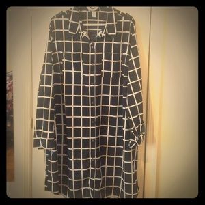 Black and white check shirt dress