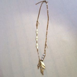 J crew gold asymmetrical long necklace