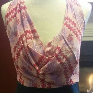 VERY underrated draped neck halter w/ denim yoke