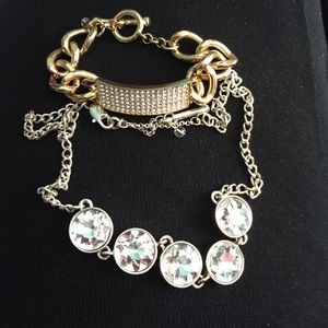 gold bracelet & silver necklace