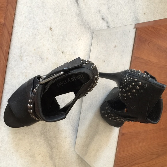**Luxury Rebel**, Aris Black-Studded Booties - Picture 2 of 4