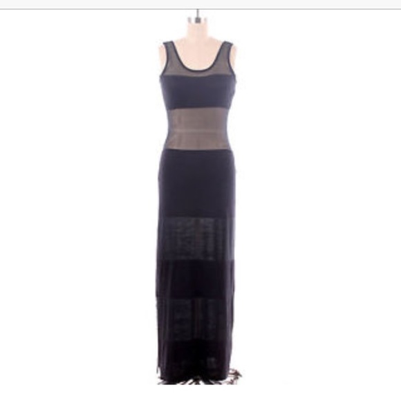 Mesh Maxi Dress w/side Slits